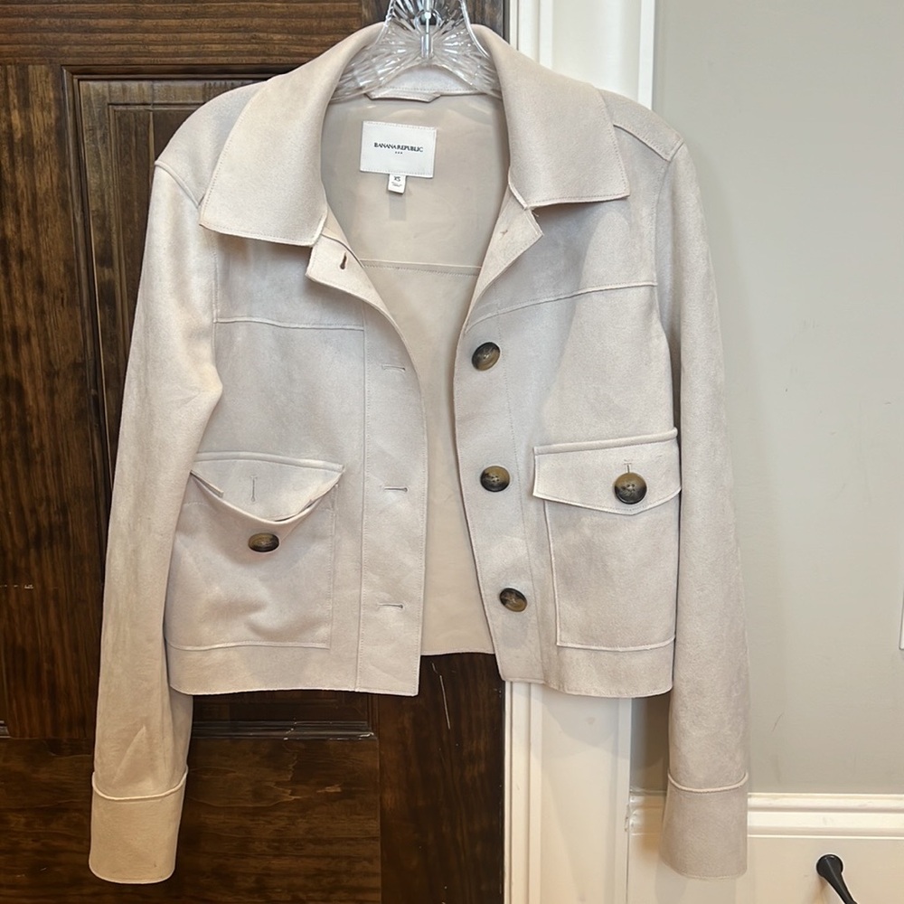 Banana Republic Cream Utility Jacket with Cropped Length